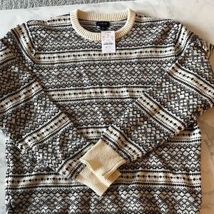 J. Crew Black and Cream Crewneck Sweater